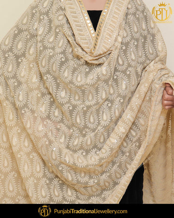 Beige Color Phulkari | Punjabi Traditional Jewellery Exclusive